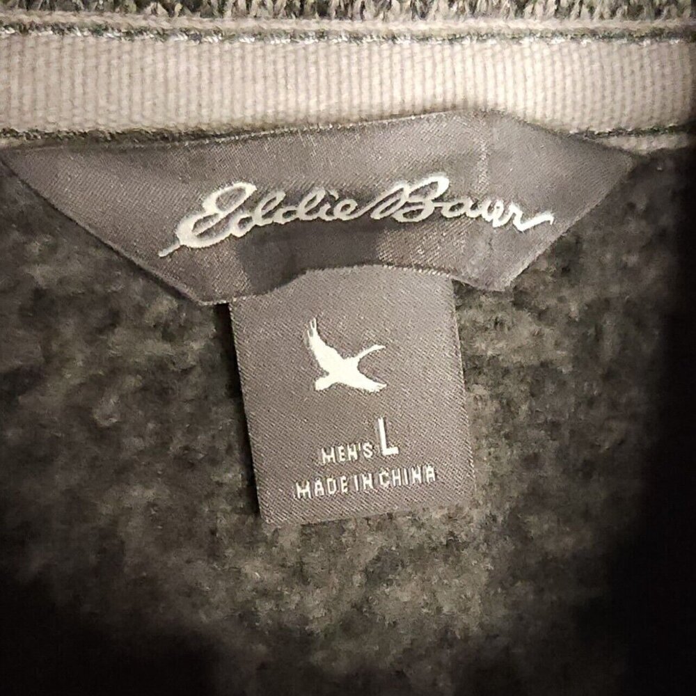 Eddie Bauer Green Grey Fleece Lined Full Zip Jacket Large - Picture 4 of 5